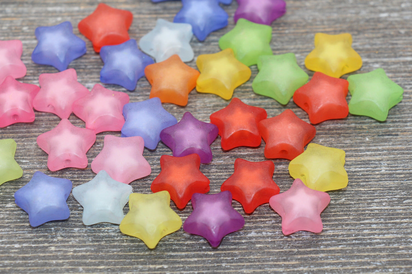 Matte Multicolored Star Beads, Frosted Large Star Beads, Plastic Colorful Star Beads, Chunky Star Beads, Bracelet Beads, #1749