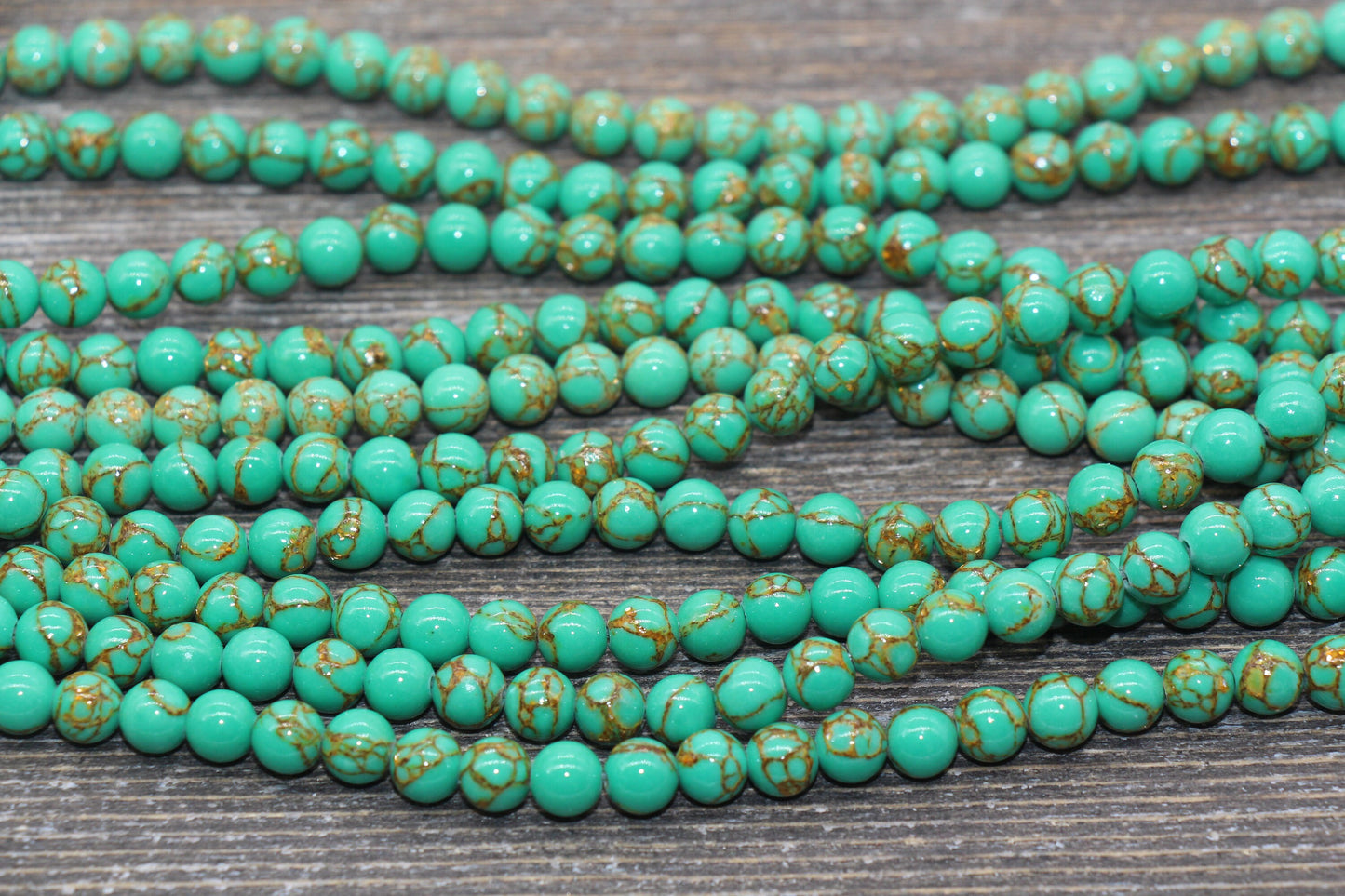 Gold Lace Turquoise Beads, Green Gemstone Beads, Gemstone Smooth Round Beads, Sizes 4mm 6mm 8mm 10mm 12mm, 15.5 inch, #215