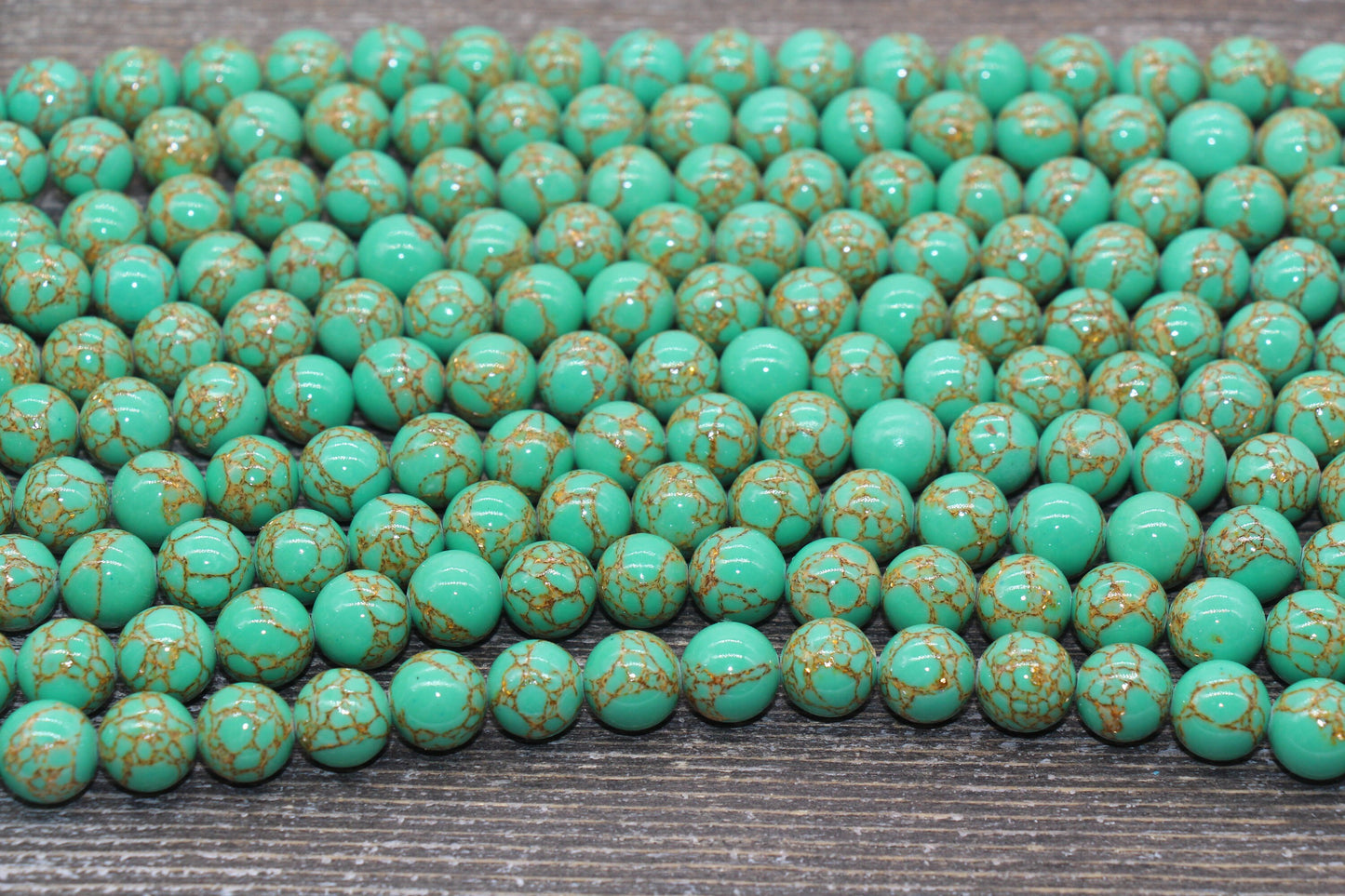 Gold Lace Turquoise Beads, Green Gemstone Beads, Gemstone Smooth Round Beads, Sizes 4mm 6mm 8mm 10mm 12mm, 15.5 inch, #215