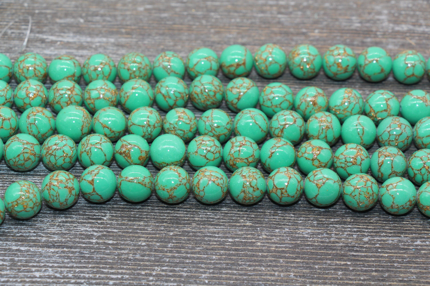 Gold Lace Turquoise Beads, Green Gemstone Beads, Gemstone Smooth Round Beads, Sizes 4mm 6mm 8mm 10mm 12mm, 15.5 inch, #215