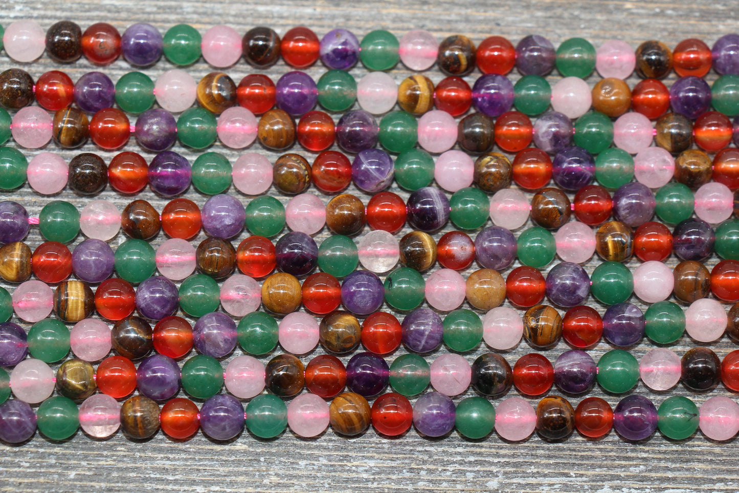 Mixed Stone Beads, Multi Stone Beads, Smooth Gemstones Round Beads, Sizes 4mm 6mm 8mm 10mm,12mm, Full Strand 15.5 inch, #42