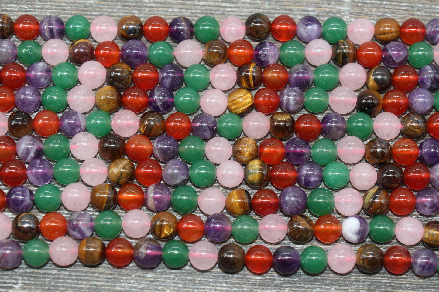 Mixed Stone Beads, Multi Stone Beads, Smooth Gemstones Round Beads, Sizes 4mm 6mm 8mm 10mm,12mm, Full Strand 15.5 inch, #42