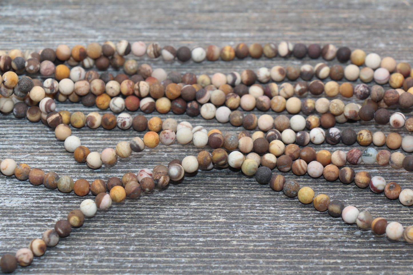 Matte Australian Zebra Jasper Beads, Frosted Zebra Gemstones Round Beads, Sizes 4mm 6mm 8mm 10mm, 15.5'' Strand #222