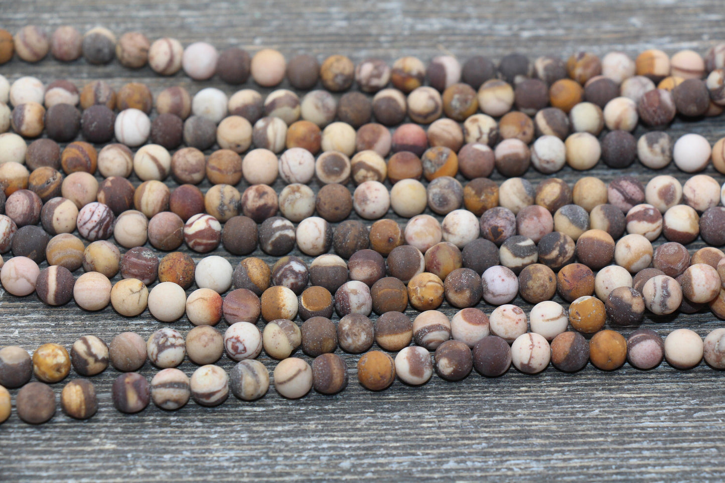 Matte Australian Zebra Jasper Beads, Frosted Zebra Gemstones Round Beads, Sizes 4mm 6mm 8mm 10mm, 15.5'' Strand #222