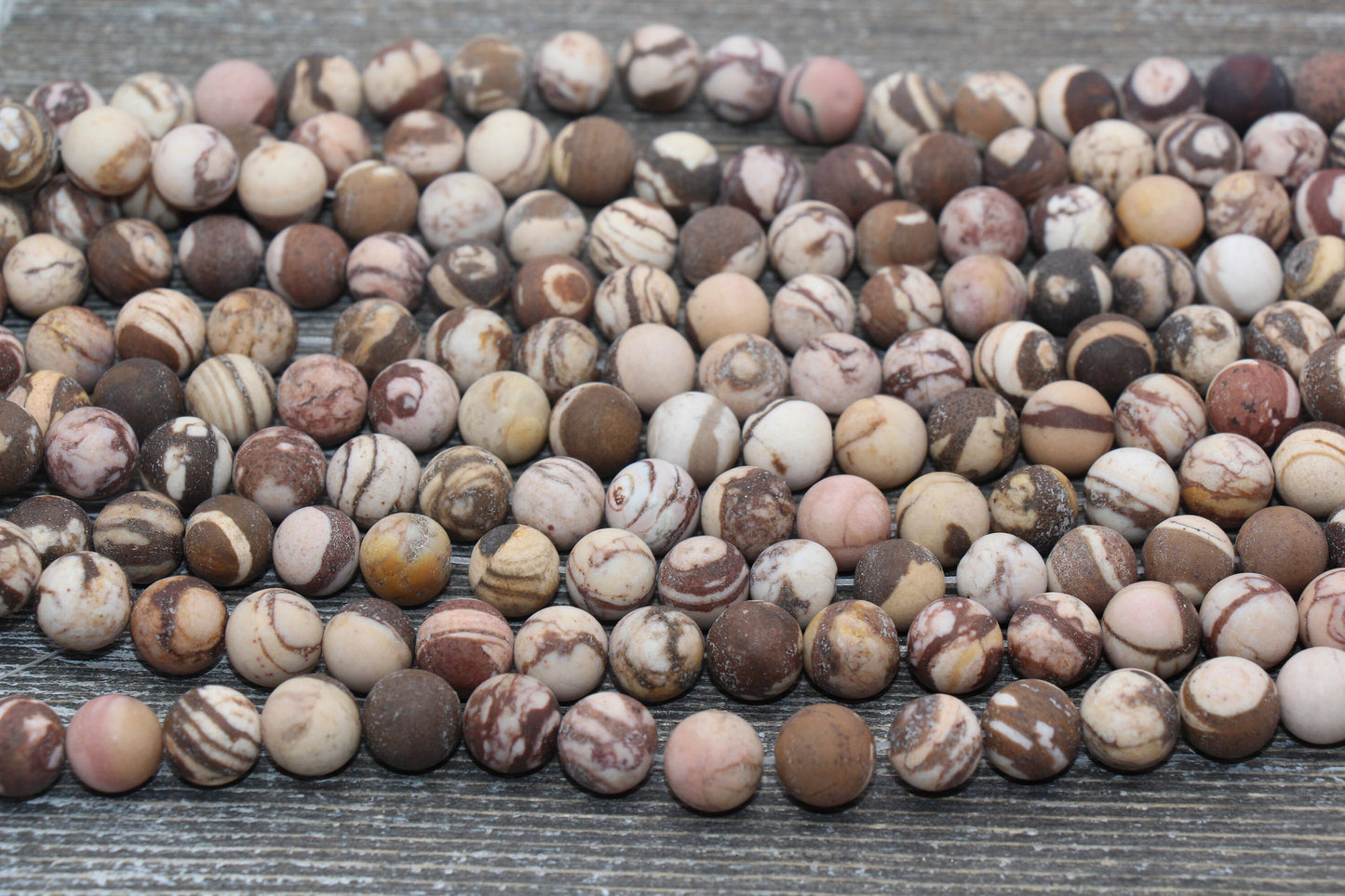 Matte Australian Zebra Jasper Beads, Frosted Zebra Gemstones Round Beads, Sizes 4mm 6mm 8mm 10mm, 15.5'' Strand #222