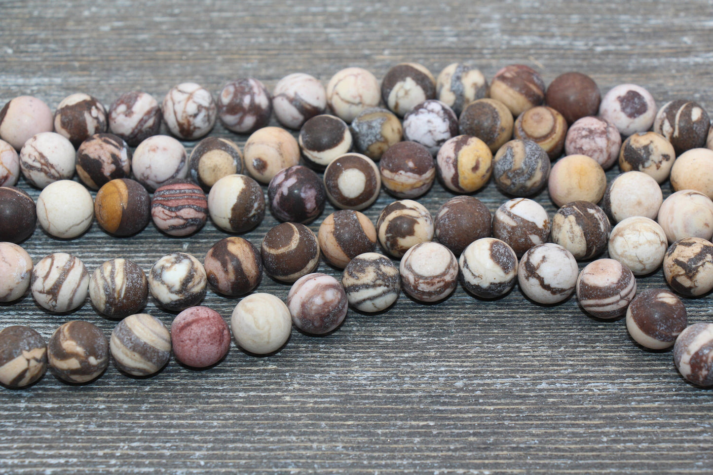 Matte Australian Zebra Jasper Beads, Frosted Zebra Gemstones Round Beads, Sizes 4mm 6mm 8mm 10mm, 15.5'' Strand #222