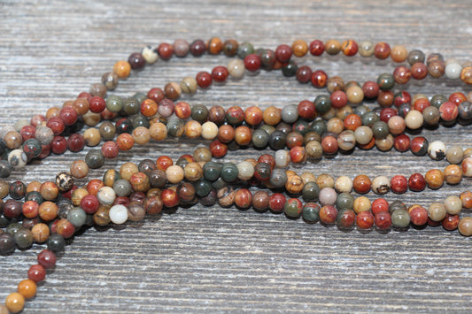 Picasso Jasper Beads, Picasso Gemstone Round Beads, Jewelry Making Bracelet Beads Size 4mm 6mm 8mm 10mm 12mm, 15.5'' Strand #65