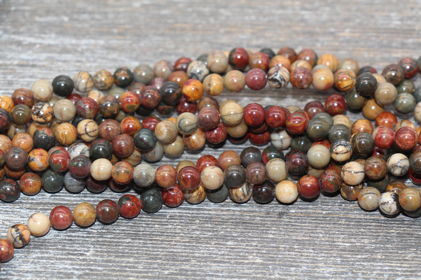 Picasso Jasper Beads, Picasso Gemstone Round Beads, Jewelry Making Bracelet Beads Size 4mm 6mm 8mm 10mm 12mm, 15.5'' Strand #65