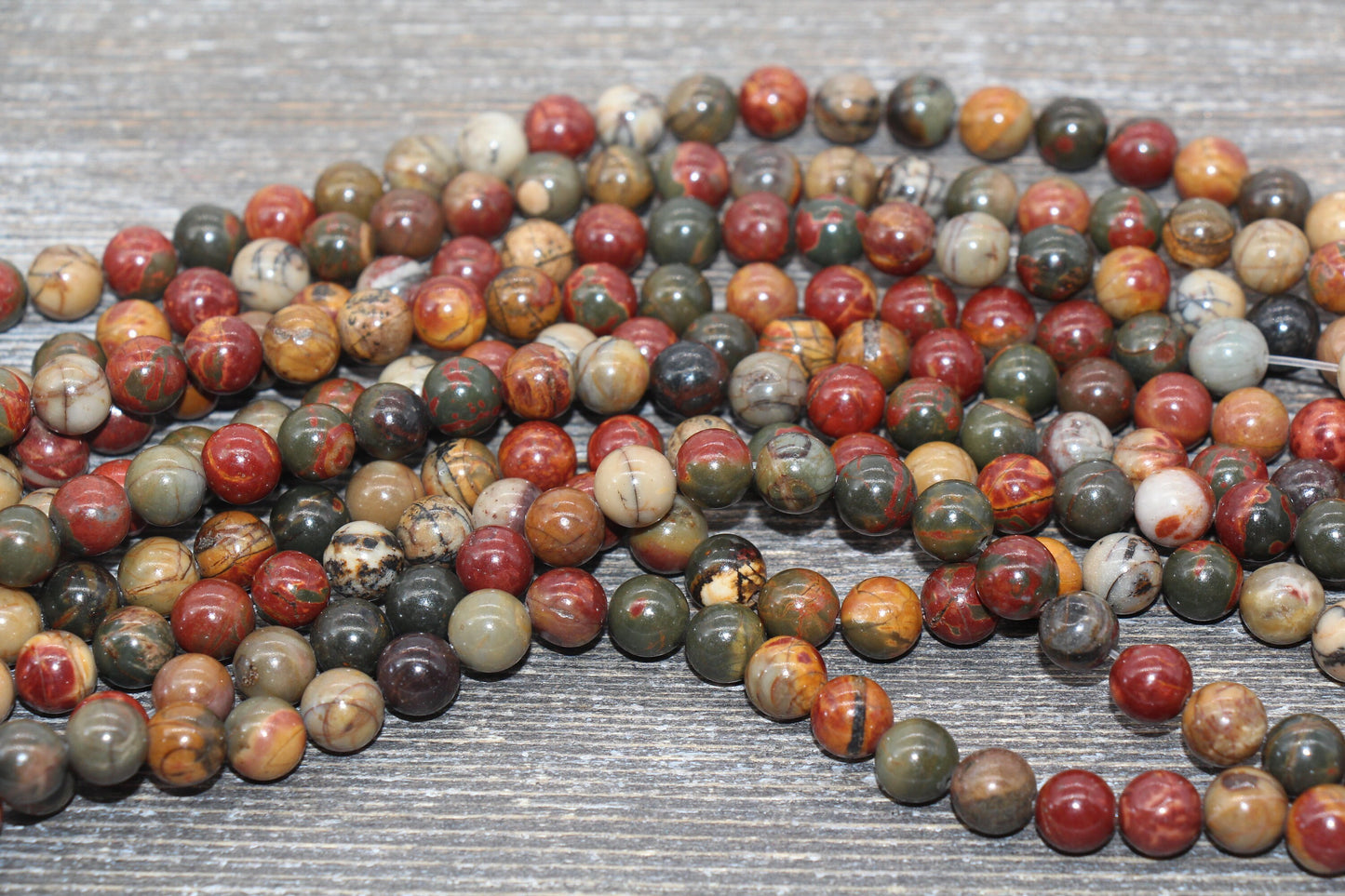 Picasso Jasper Beads, Picasso Gemstone Round Beads, Jewelry Making Bracelet Beads Size 4mm 6mm 8mm 10mm 12mm, 15.5'' Strand #65