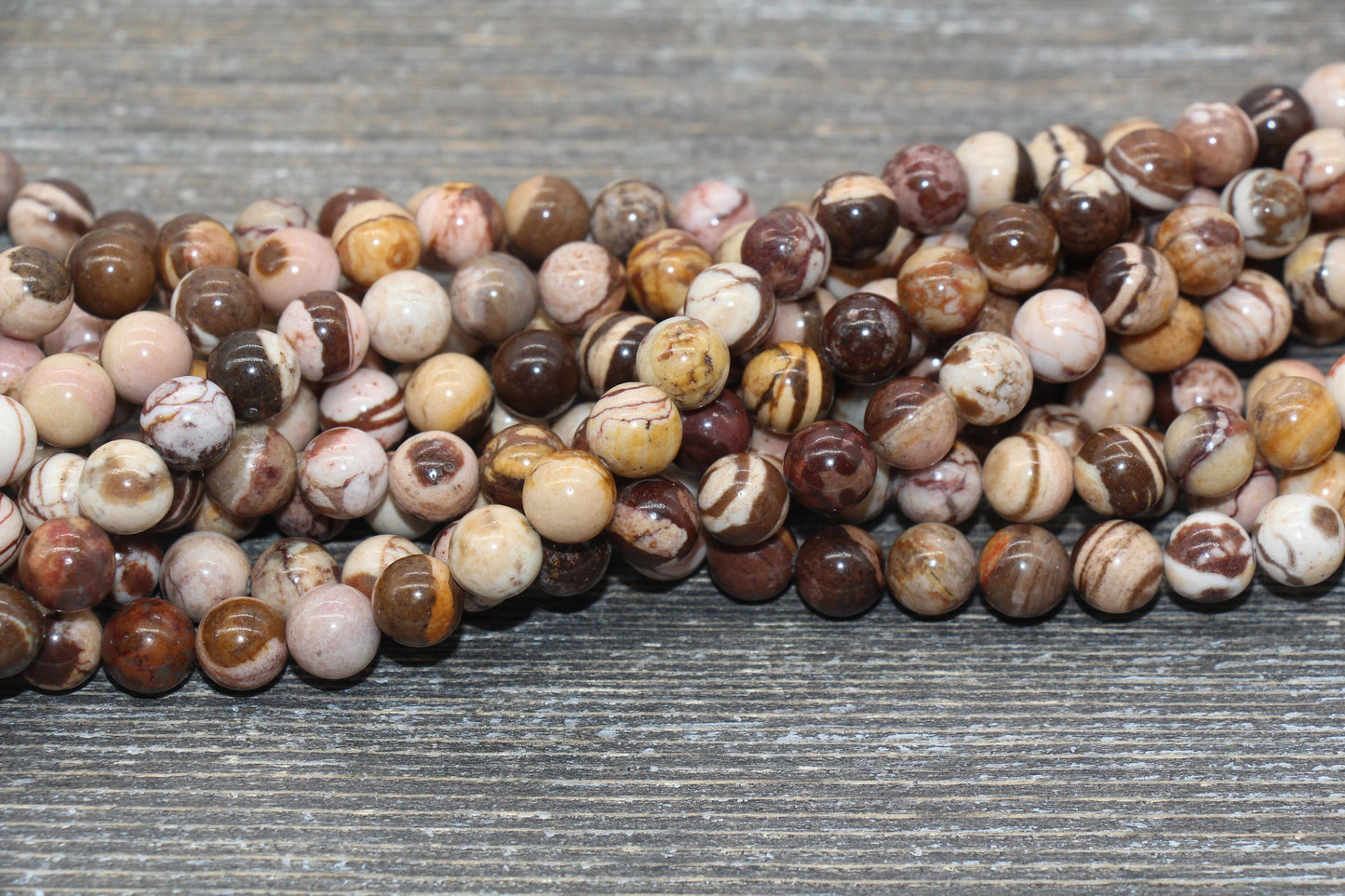 Australian Zebra Jasper Beads, Natural Gemstones Round Beads, Sizes 4mm 6mm 8mm 10mm, Full Strand 15.5 inch, #78