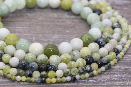 Russian Jade Beads, Natural Gemstone Round Beads, Sizes 4mm 6mm 8mm 10mm 12mm, Full Strand 15.5 inch, #89