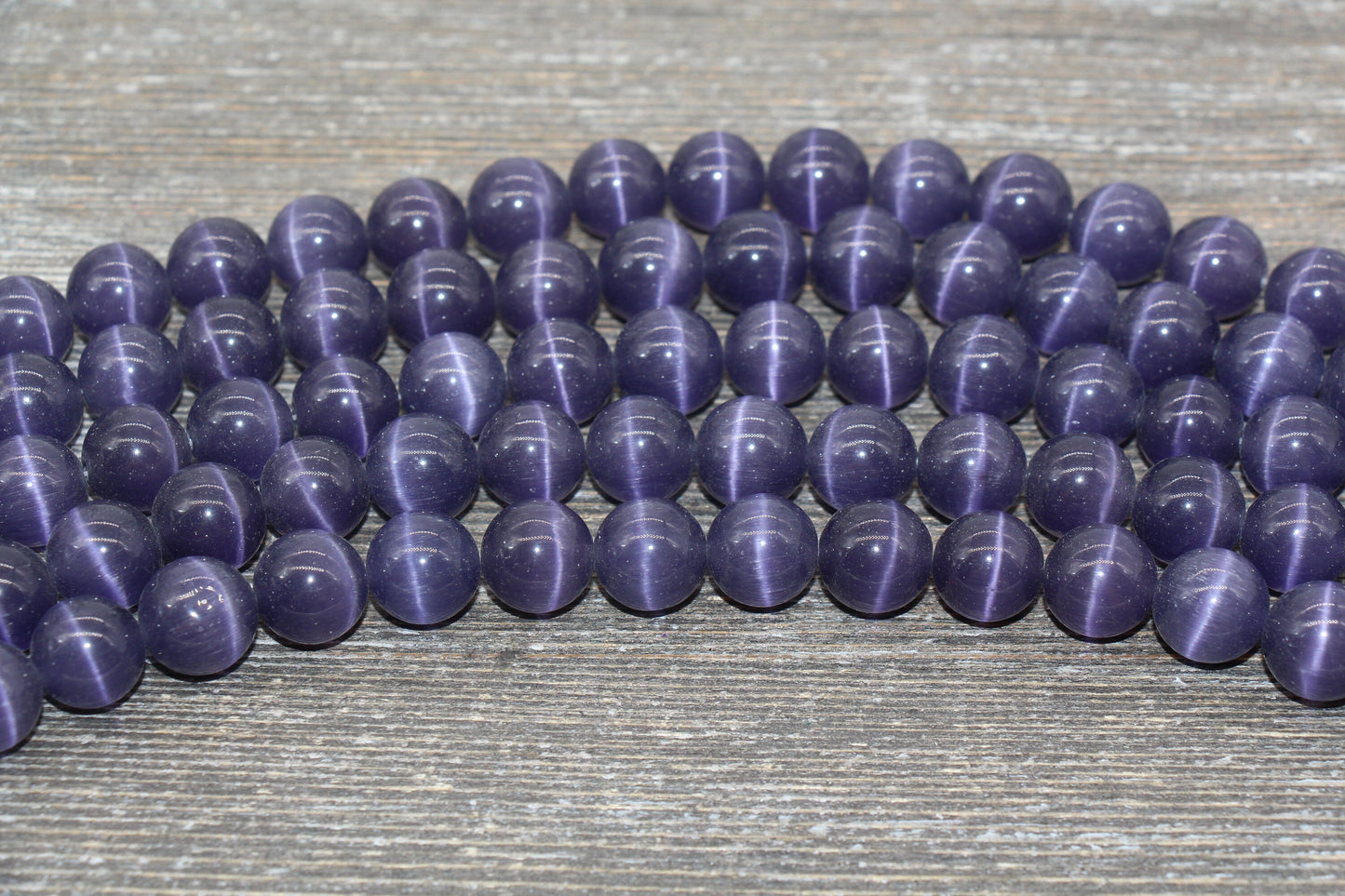 Purple Cat Eye Beads, Purple Smooth Round Beads, Sizes 4mm, 6mm, 8mm, 10mm, 12mm, Full Strand 15.5 inch, #207