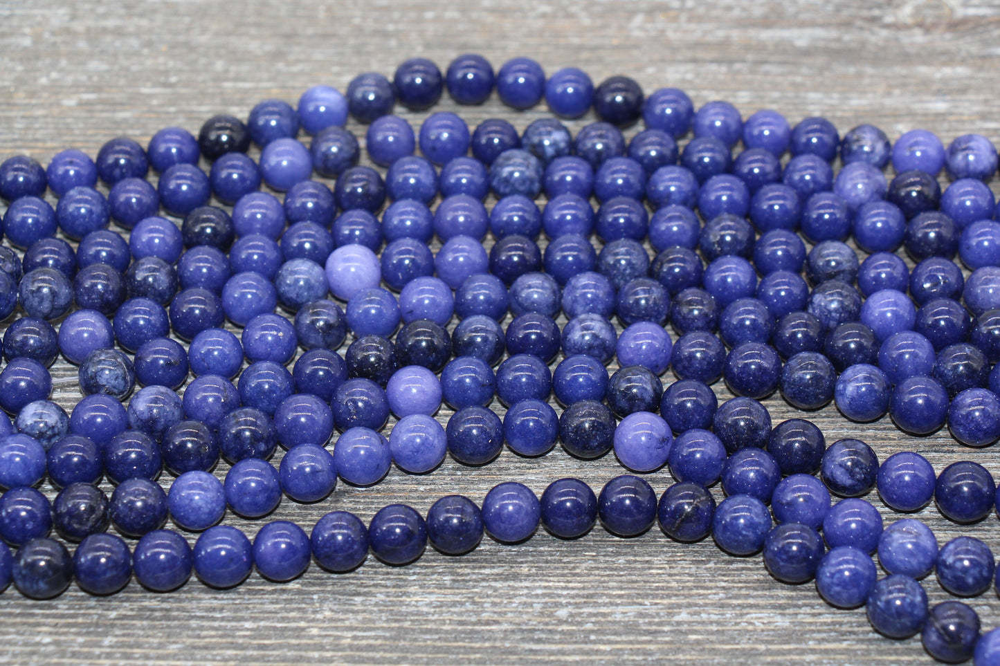 Blue Sodalite Beads, Blue Gemstone Loose Beads, Smooth Round Beads, Size 6mm 8mm 10mm, Full Strand 15.5" #228