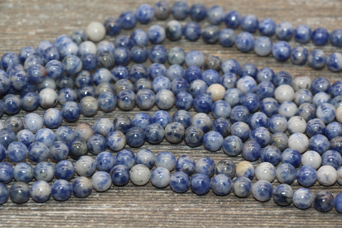 Blue Sodalite Beads, Natural Gemstone, Blue and White Beads, Smooth Round Loose Beads, Sizes 4mm 6mm 8mm 10mm 12mm, 15.5 inch, #26