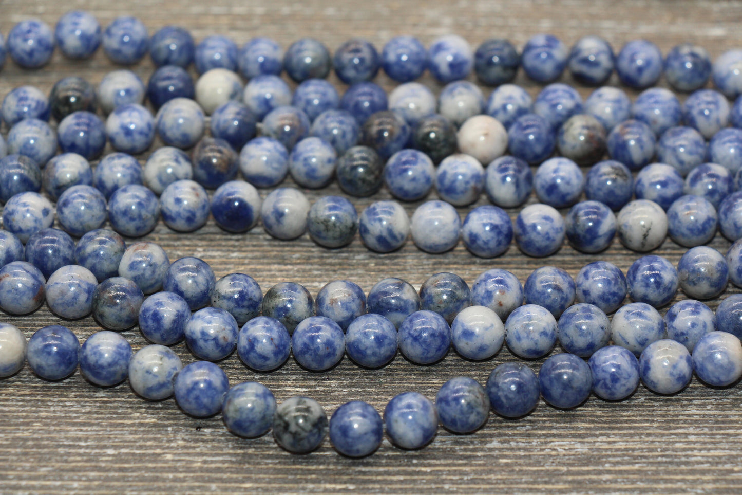 Blue Sodalite Beads, Natural Gemstone, Blue and White Beads, Smooth Round Loose Beads, Sizes 4mm 6mm 8mm 10mm 12mm, 15.5 inch, #26