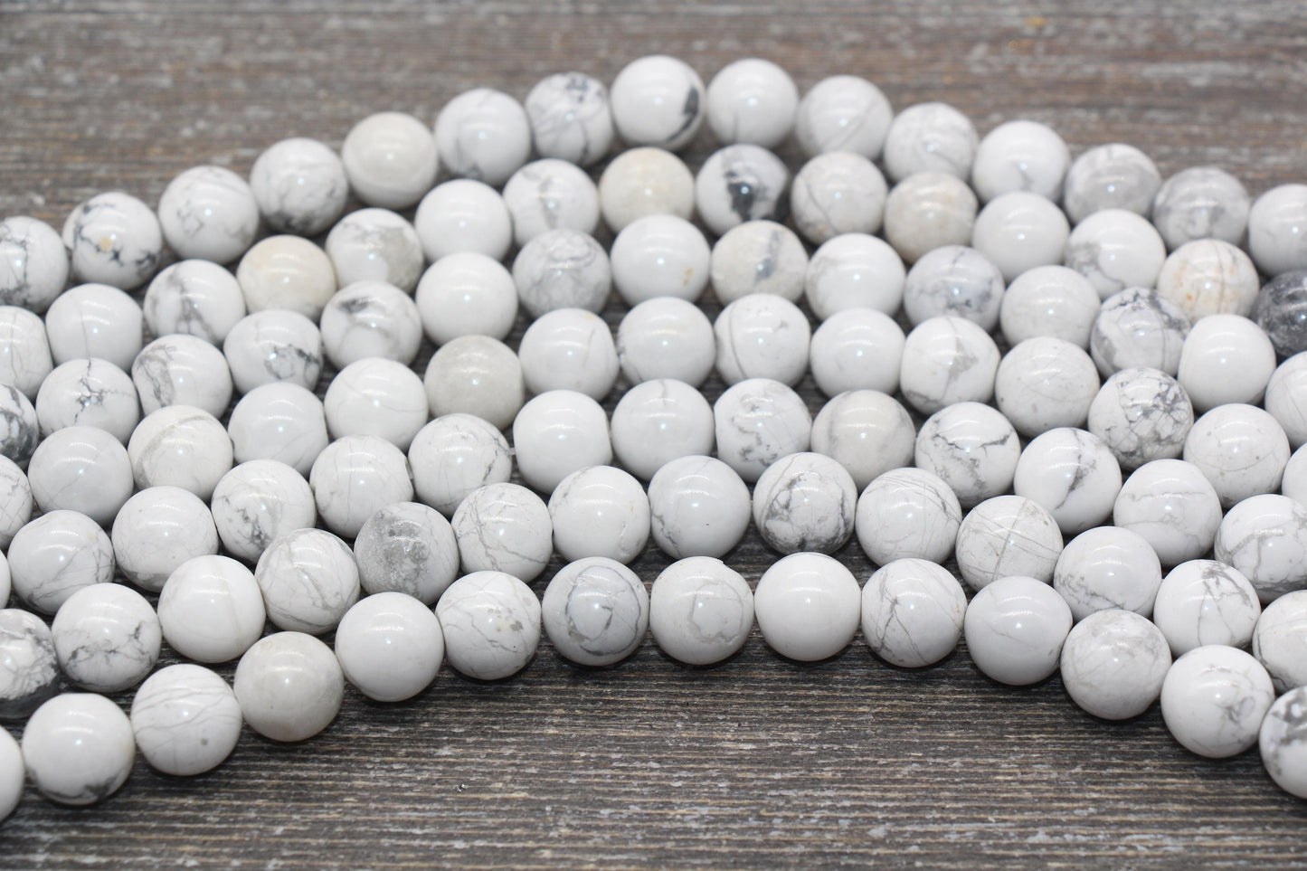 White Howlite Beads, Howlite Smooth Gemstones Round Beads, Sizes 6mm 8mm 10mm, Full Strand 15.5" #29