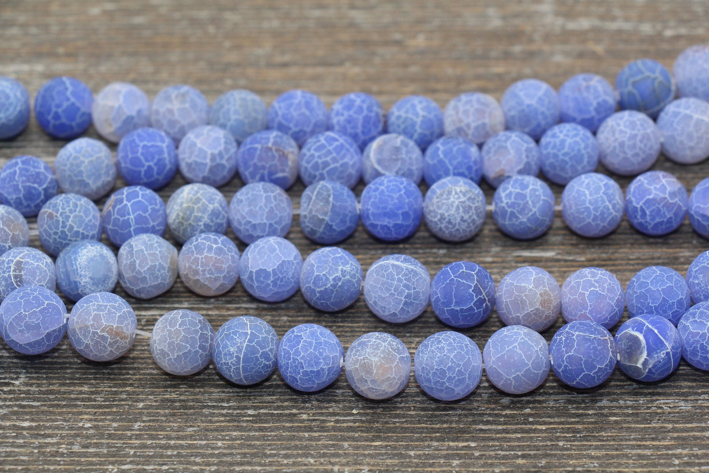 Blue Effloresce Agate Beads, Crackled Agate Bead, Frosted Round Matte Gemstone Loose Beads, 4mm 6mm 8mm 10mm 12mm, Full Strand, #113