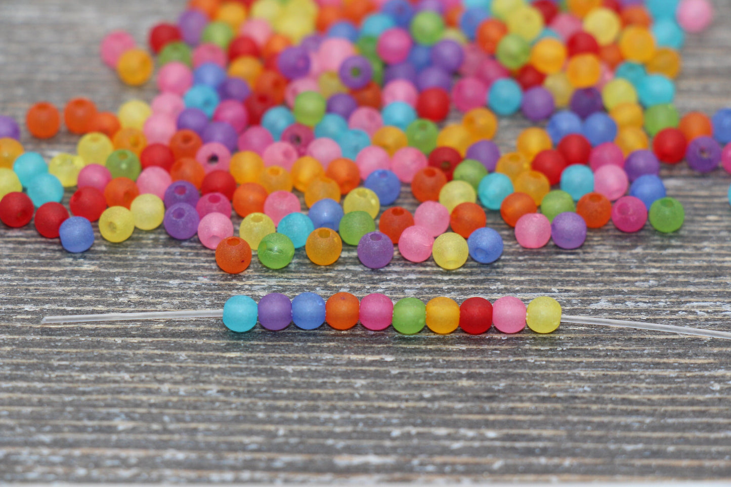 4mm Matte Multicolor Round Beads, Acrylic Gumball Beads, Frosted Multicolor Round Spacer Beads, Bubblegum Beads, Plastic Round Bead #1783