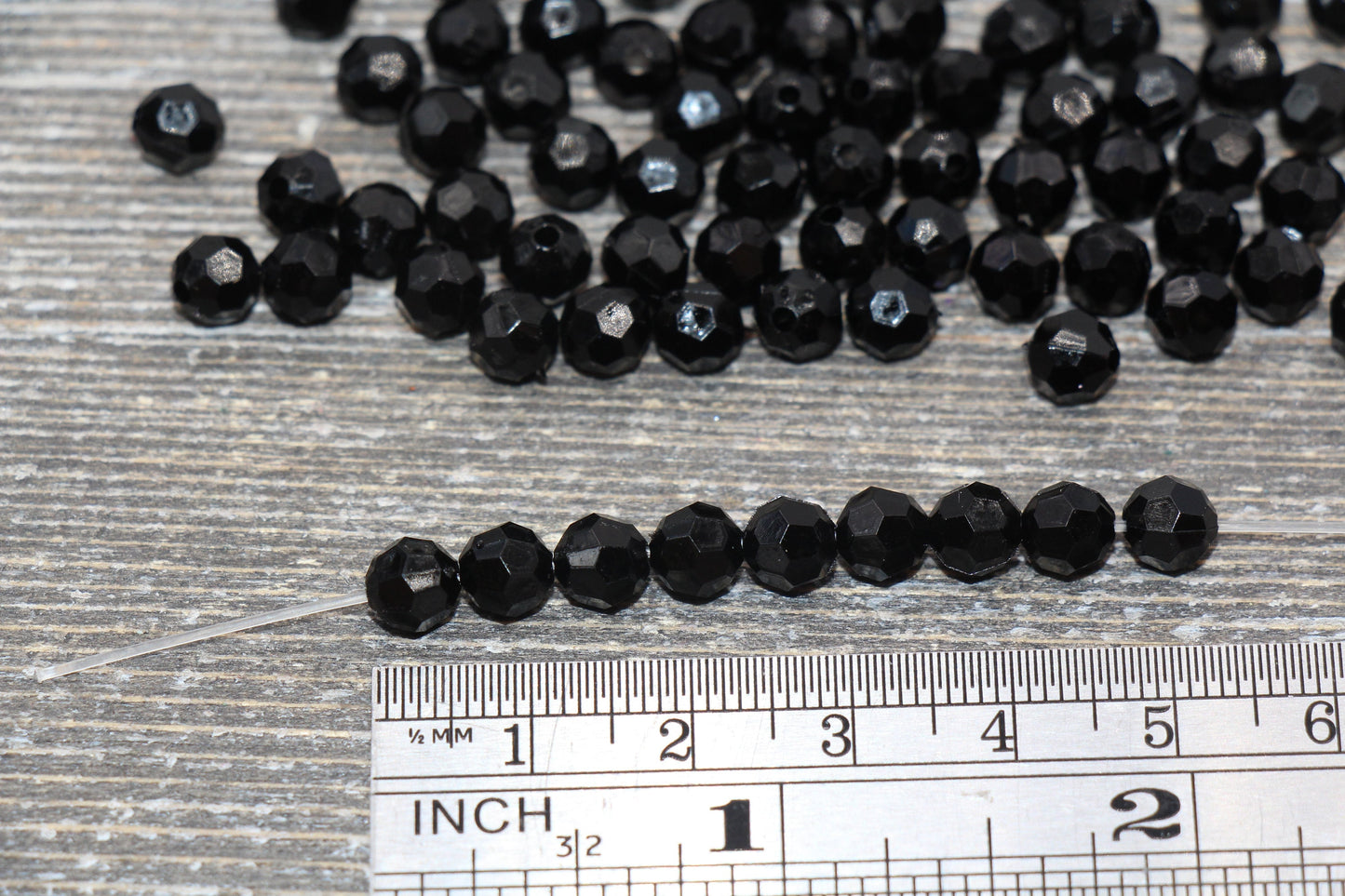 6mm Black Faceted Gumball Beads, Faceted Acrylic Loose Beads, Bubblegum Beads, Chunky Beads, Plastic Faceted Bead #1738