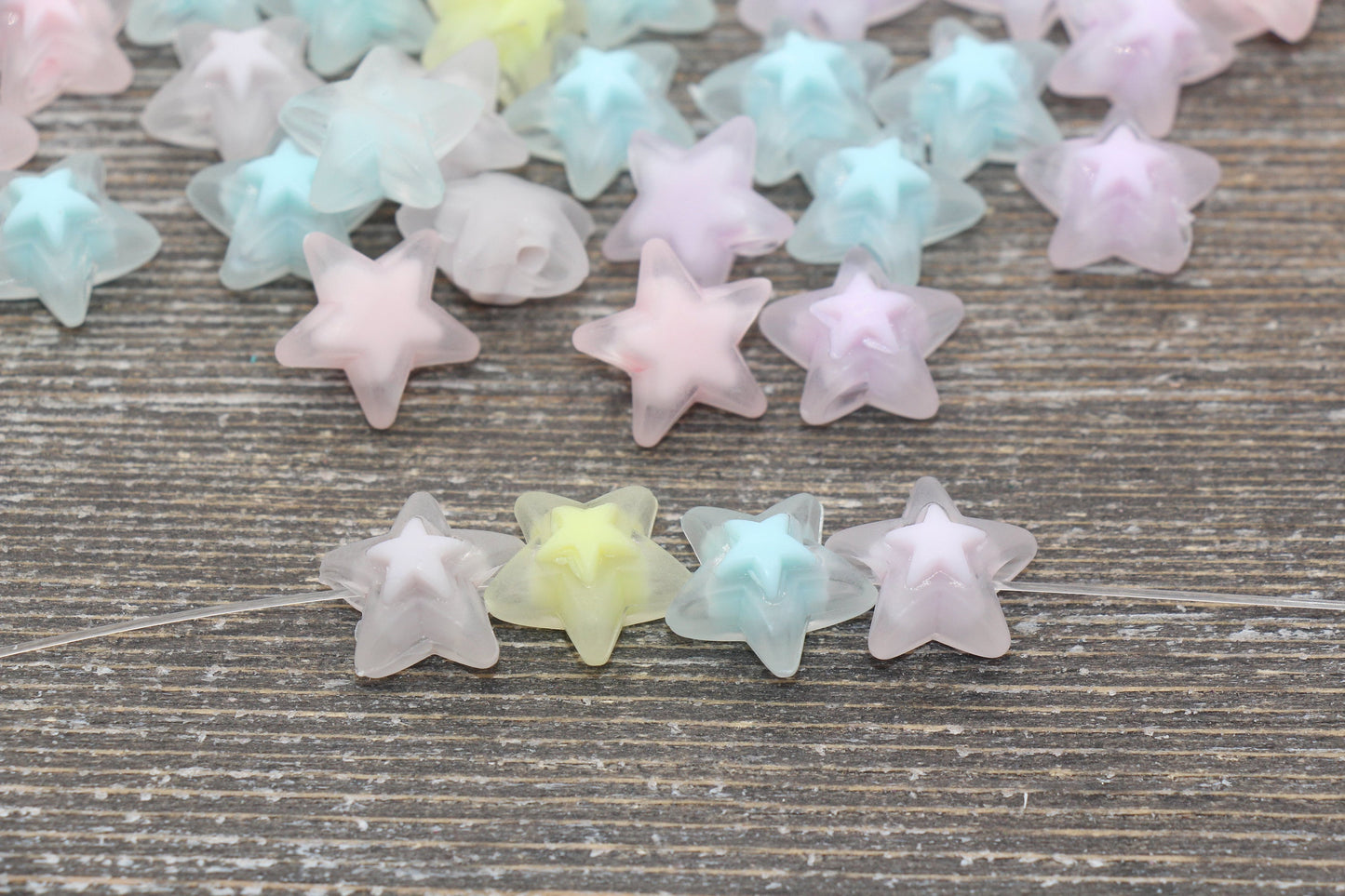 Large Star Beads, Multicolor Star Beads, Rainbow Acrylic Star Beads, Plastic Colorful Star Beads #1745