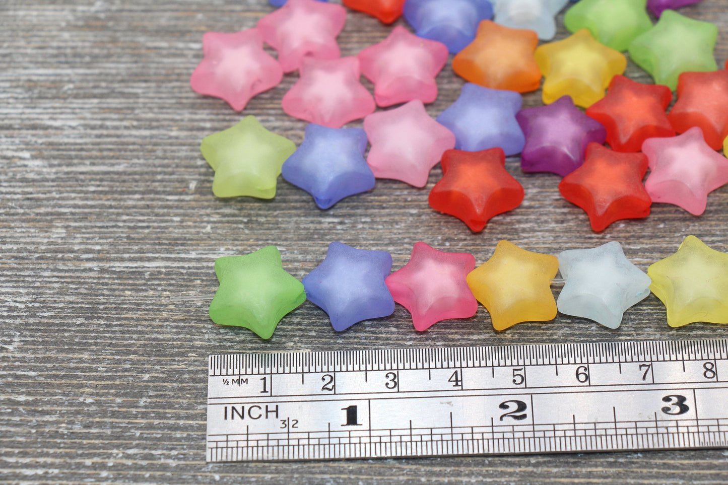 Matte Multicolored Star Beads, Frosted Large Star Beads, Plastic Colorful Star Beads, Chunky Star Beads, Bracelet Beads, #1749