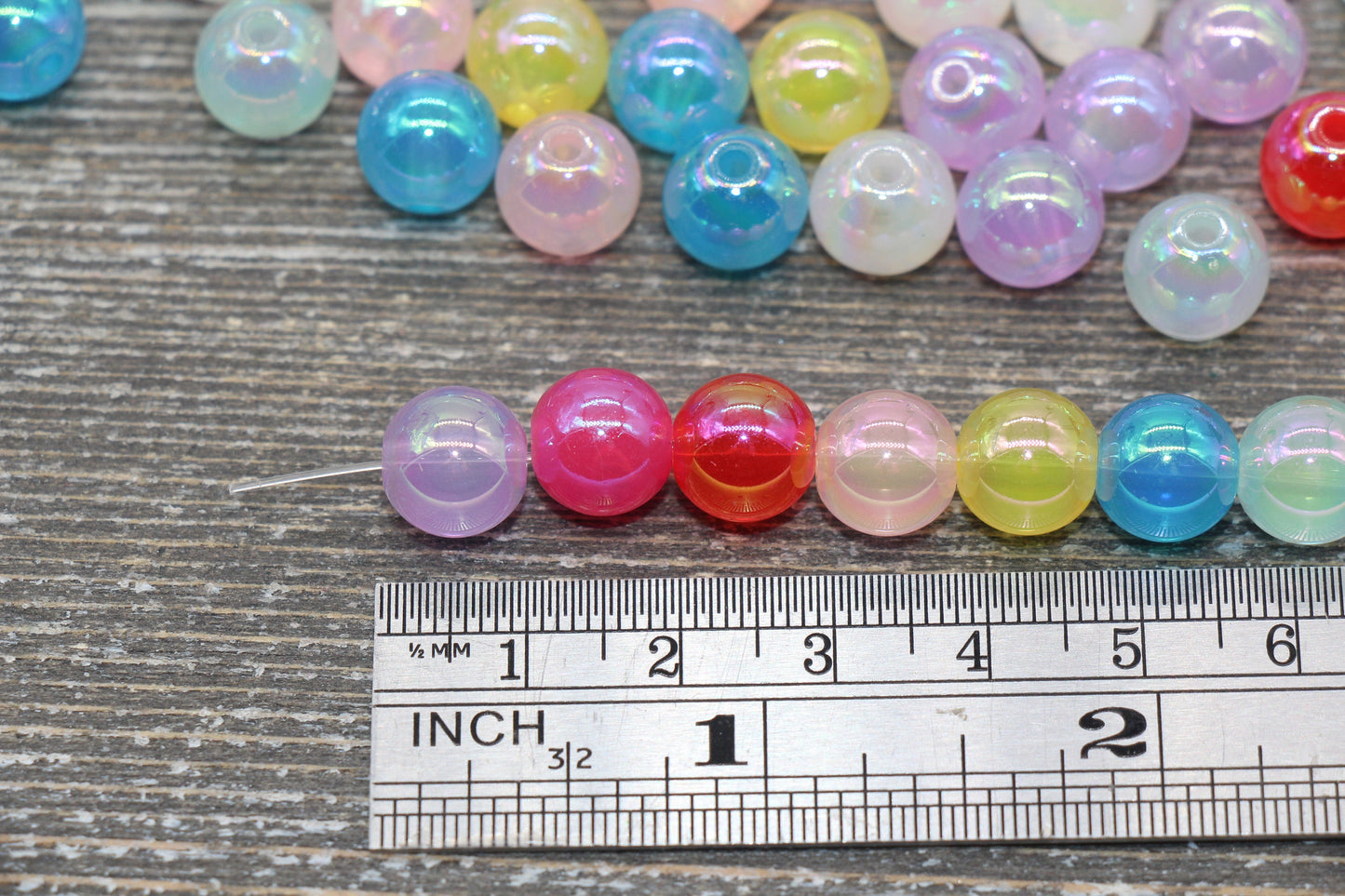 10mm Jelly Multicolor AB Gumball Beads, Iridescent Acrylic Loose Beads, Bubblegum Beads, Chunky Beads, Smooth Round Plastic Beads #1762