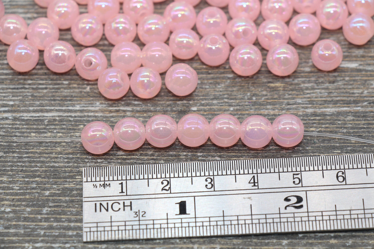 8mm Jelly Pink AB Gumball Beads, Iridescent Acrylic Round Loose Beads, Bubblegum Beads, Chunky Beads, Smooth Round Plastic Beads #1765