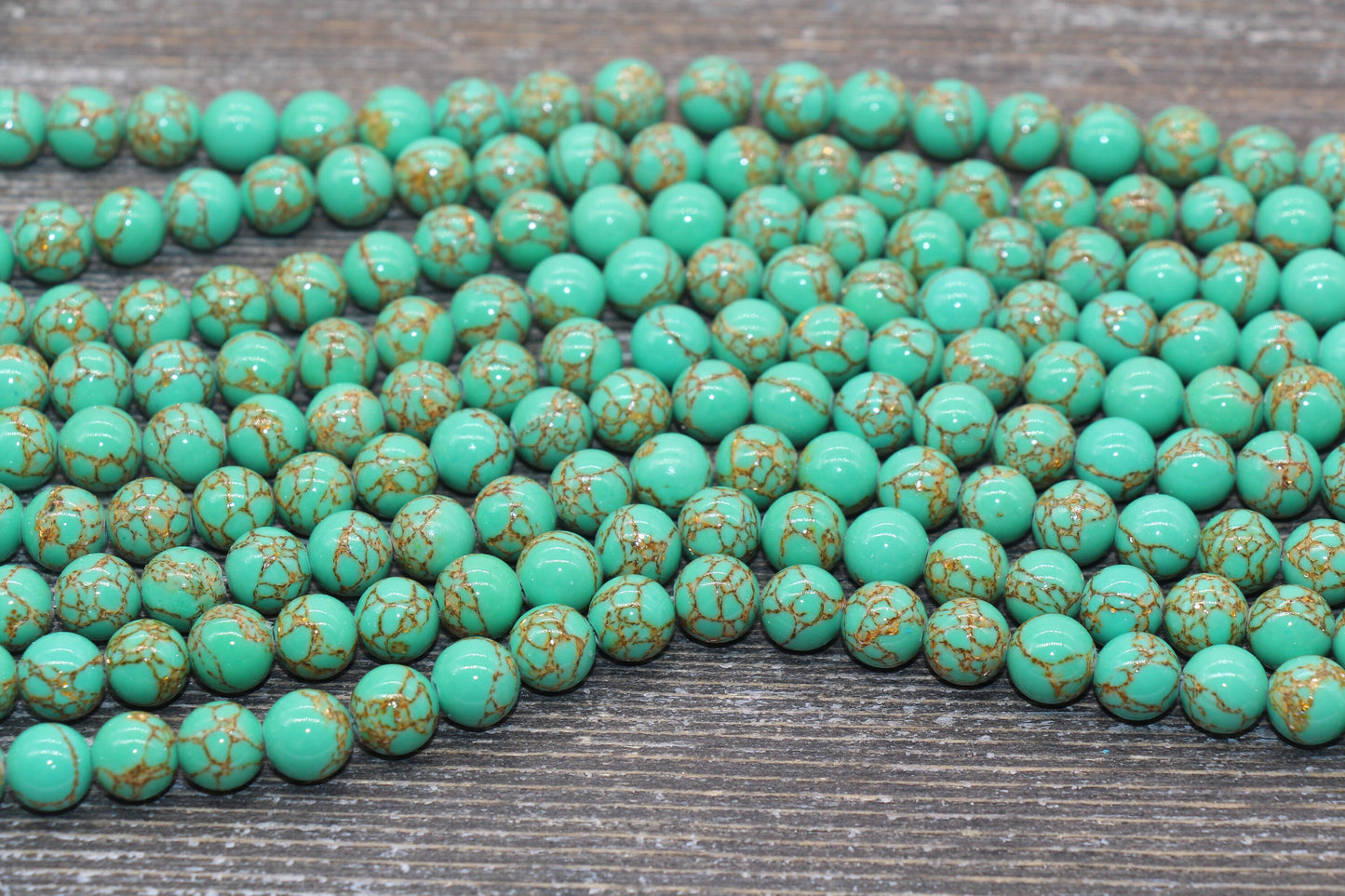 Gold Lace Turquoise Beads, Green Gemstone Beads, Gemstone Smooth Round Beads, Sizes 4mm 6mm 8mm 10mm 12mm, 15.5 inch, #215