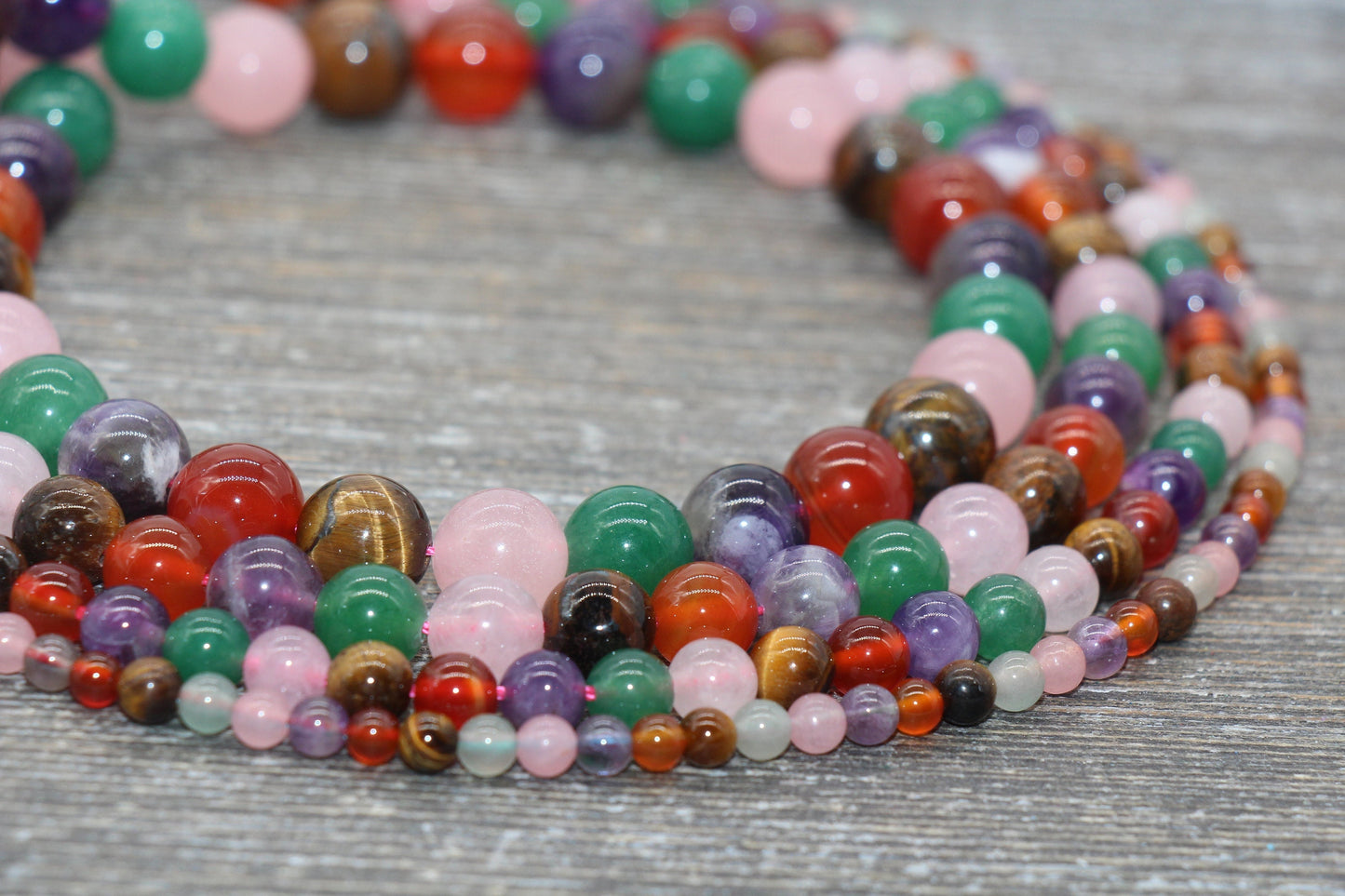 Mixed Stone Beads, Multi Stone Beads, Smooth Gemstones Round Beads, Sizes 4mm 6mm 8mm 10mm,12mm, Full Strand 15.5 inch, #42