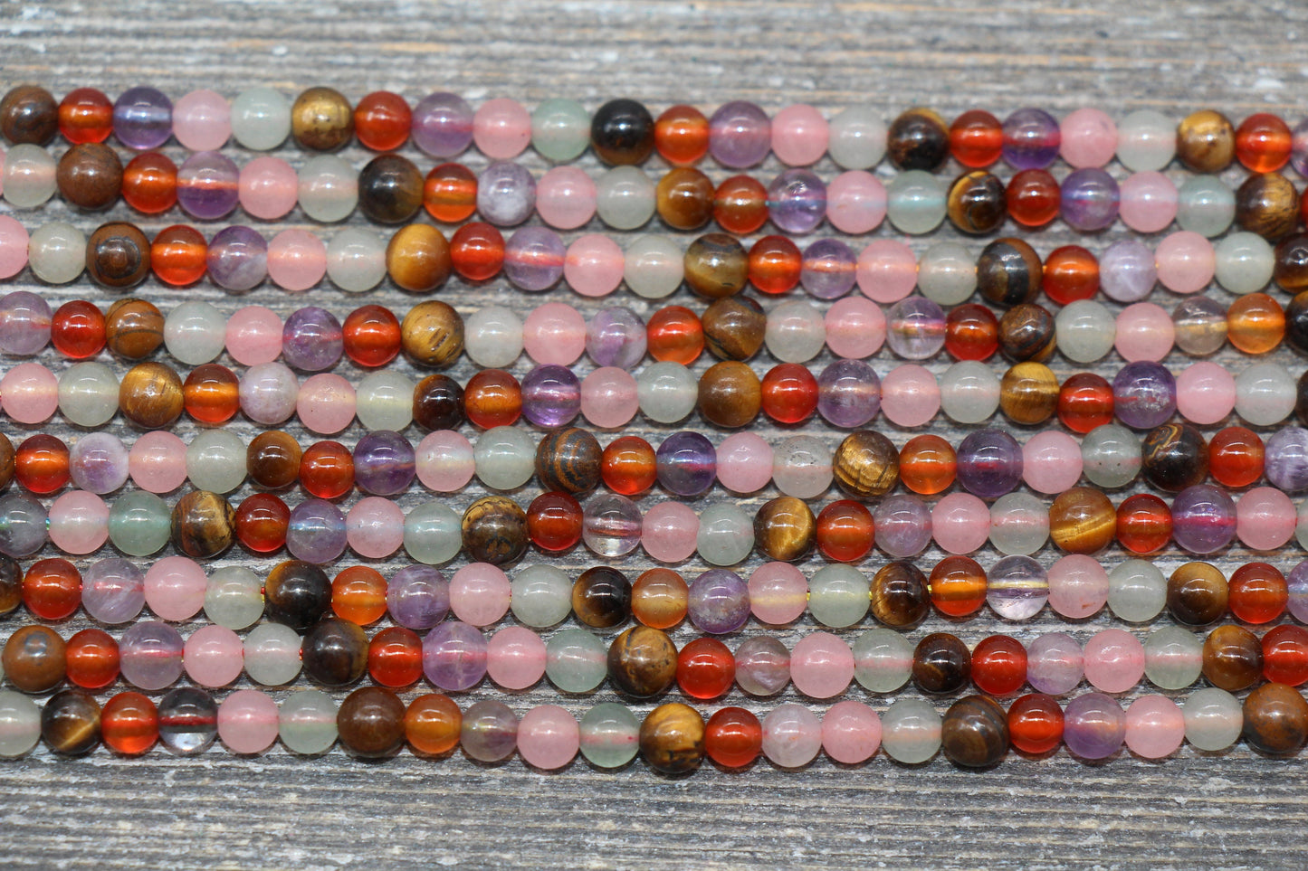 Mixed Stone Beads, Multi Stone Beads, Smooth Gemstones Round Beads, Sizes 4mm 6mm 8mm 10mm,12mm, Full Strand 15.5 inch, #42