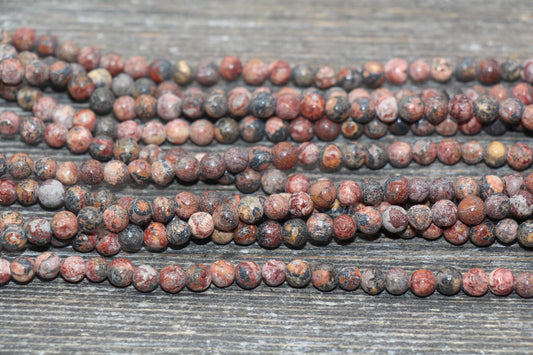 Leopard Skin Jasper Beads, Round Gemstone Loose Beads, Jewelry Making Bracelet Beads, Size 4mm 6mm 8mm 10mm, 15.5'' Strand, #219