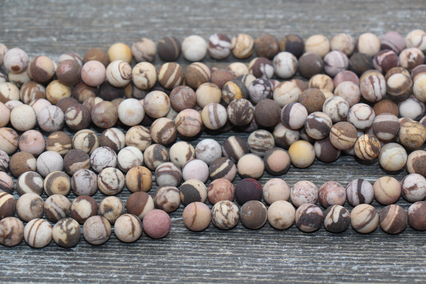 Matte Australian Zebra Jasper Beads, Frosted Zebra Gemstones Round Beads, Sizes 4mm 6mm 8mm 10mm, 15.5'' Strand #222
