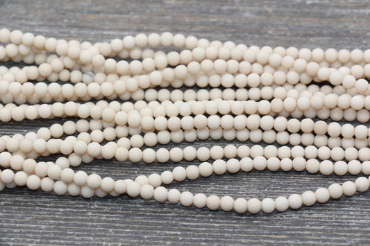 Matte White Fossil Stone Beads, Frosted Fossil Gemstone Round Beads, Size 4mm 6mm 9mm 10mm 12mm, 15.5" Strand #13