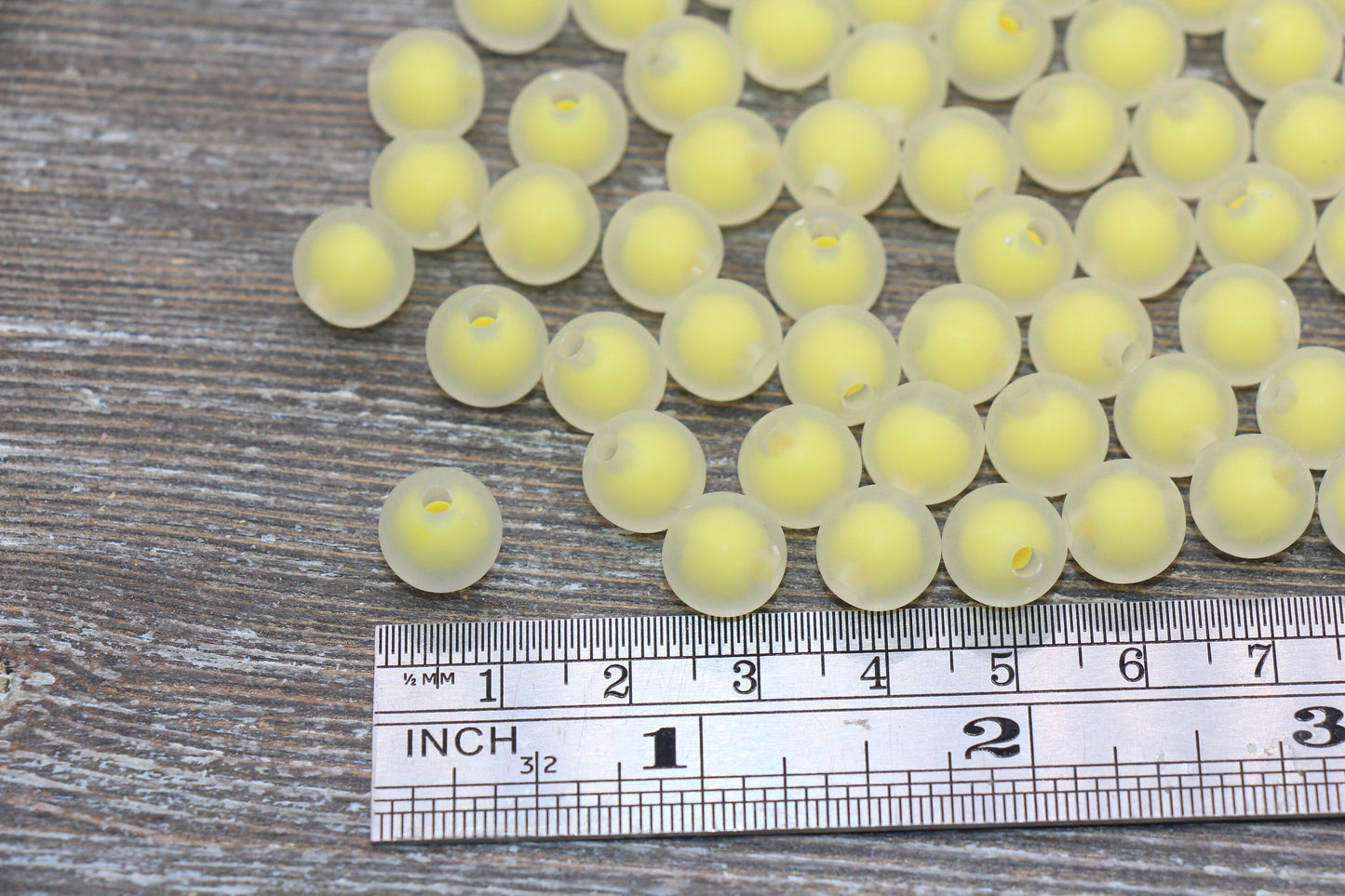 10mm Matte Yellow Gumball Beads, Round Acrylic Loose Beads, Frosted Bubblegum Beads, Chunky Beads, Round Plastic Beads #1787