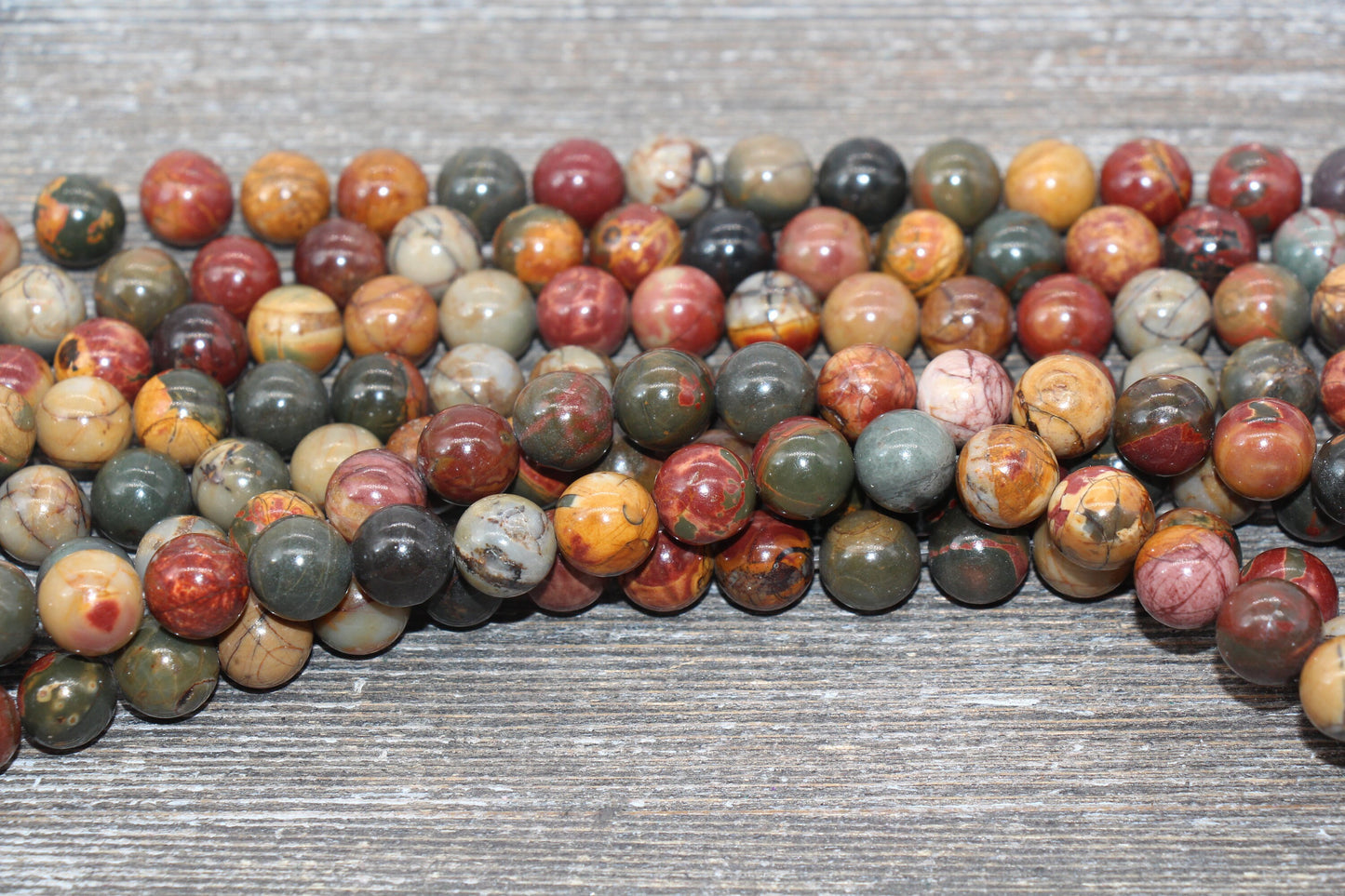 Picasso Jasper Beads, Picasso Gemstone Round Beads, Jewelry Making Bracelet Beads Size 4mm 6mm 8mm 10mm 12mm, 15.5'' Strand #65