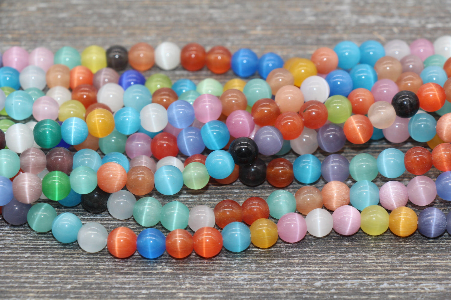 Multicolor Cat Eye Beads, Mix Color Cat Eye Beads Smooth Beads, Jewelry Bracelet Beads, Size 4mm 6mm 8mm 10mm 12mm, 15.5'' Strand #224