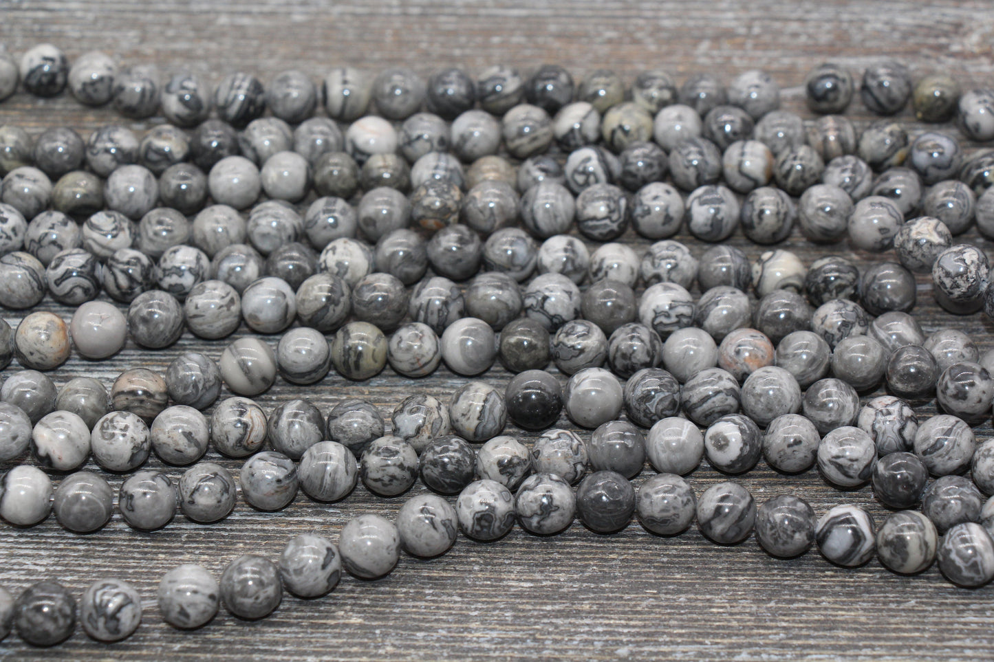 Gray Map Jasper Beads, Gray Gemstone Round Beads, Jewelry Making Bracelet Beads, Size 4mm 6mm 8mm 10mm 12mm, 15.5'' Strand, #11