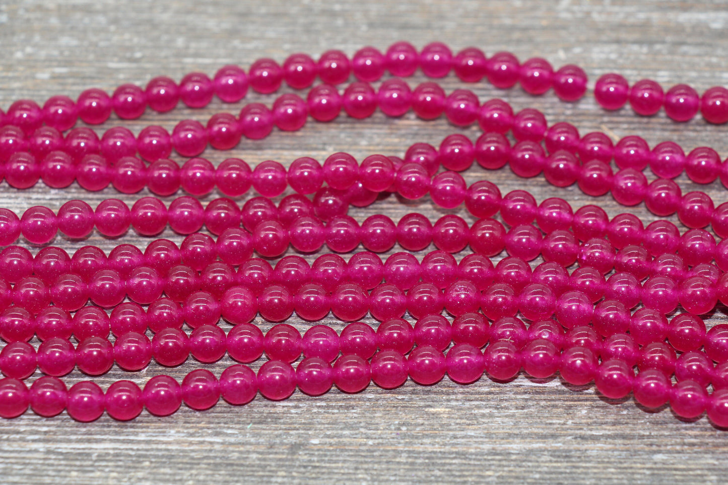 Dark Raspberry Pink Jade Beads, Pink Gemstone Round Loose Beads, Jewelry Making Bracelet Beads, Size 4mm 6mm 8mm 10mm 12mm 15.5" Strand #225