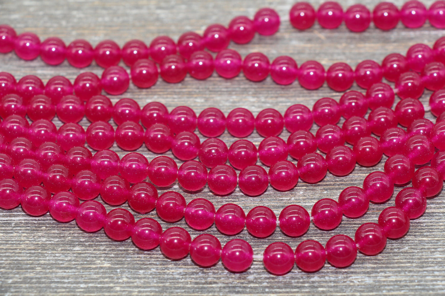 Dark Raspberry Pink Jade Beads, Pink Gemstone Round Loose Beads, Jewelry Making Bracelet Beads, Size 4mm 6mm 8mm 10mm 12mm 15.5" Strand #225