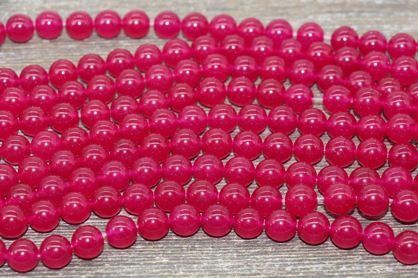 Dark Raspberry Pink Jade Beads, Pink Gemstone Round Loose Beads, Jewelry Making Bracelet Beads, Size 4mm 6mm 8mm 10mm 12mm 15.5" Strand #225