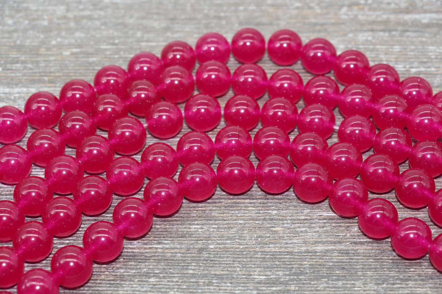 Dark Raspberry Pink Jade Beads, Pink Gemstone Round Loose Beads, Jewelry Making Bracelet Beads, Size 4mm 6mm 8mm 10mm 12mm 15.5" Strand #225