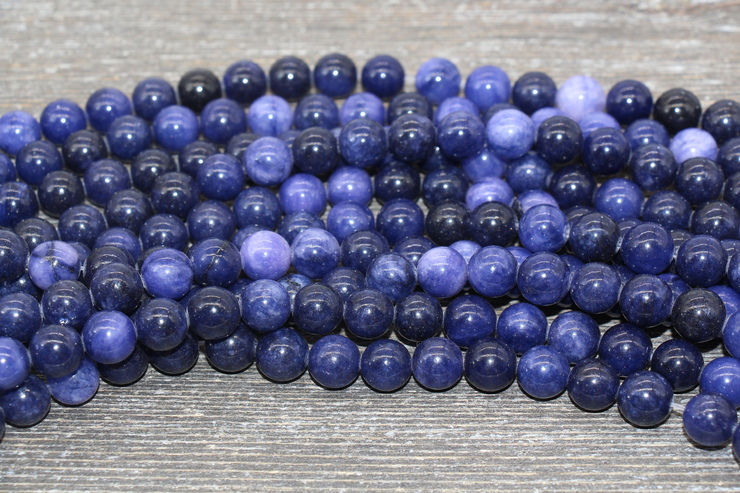 Blue Sodalite Beads, Blue Gemstone Loose Beads, Smooth Round Beads, Size 6mm 8mm 10mm, Full Strand 15.5" #228