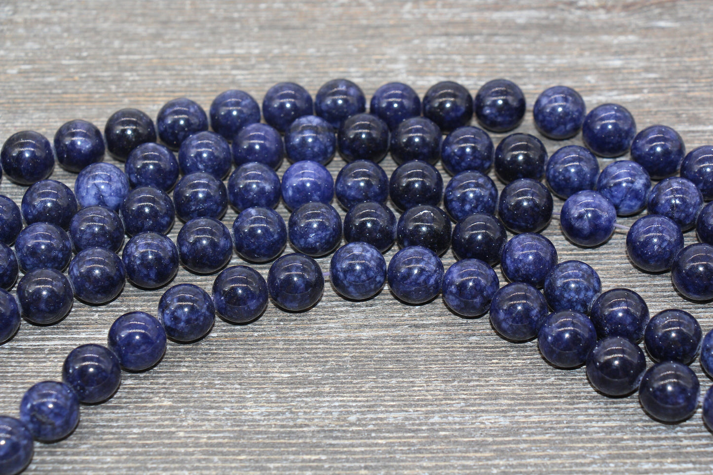 Blue Sodalite Beads, Blue Gemstone Loose Beads, Smooth Round Beads, Size 6mm 8mm 10mm, Full Strand 15.5" #228