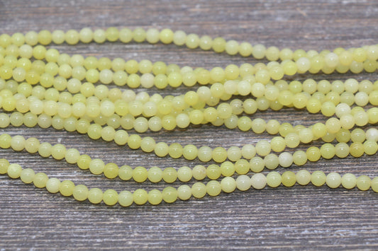 Lemon Jade Beads, Yellow Gemstone Round Loose Beads, Jewelry Making Bracelet Beads, Size 4mm 6mm 8mm 10mm 12mm 15.5" Strand #229