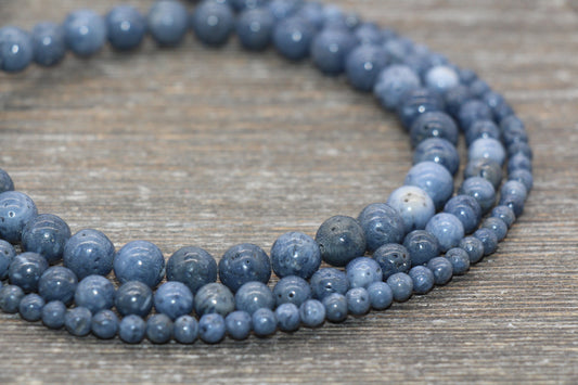 Blue Coral Beads, Blue Gemstone Smooth Round Beads, Size 4mm 6mm 8mm , Full Strand 15.5 inch, #231