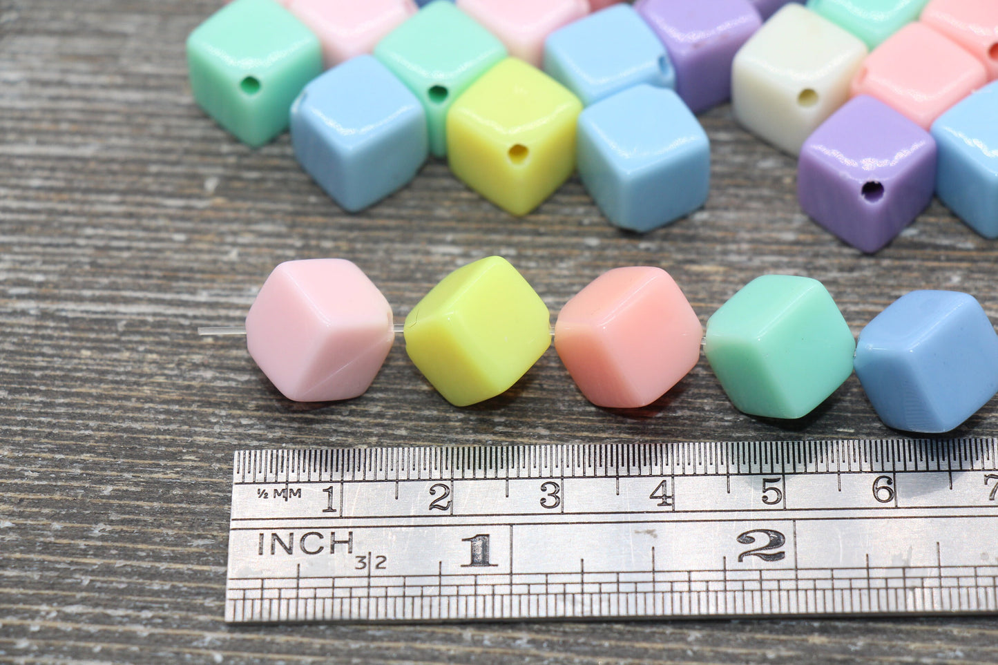 Multicolor Cube Beads, Mix Color Square Beads Beads, Cube Acrylic Beads, Cube Plastic Beads #1781