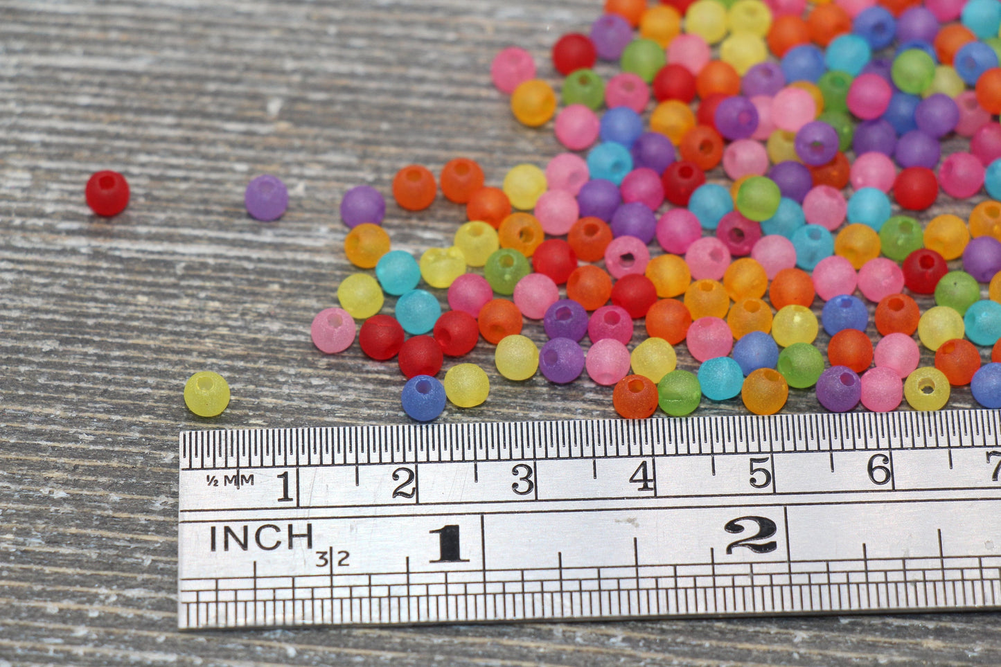 4mm Matte Multicolor Round Beads, Acrylic Gumball Beads, Frosted Multicolor Round Spacer Beads, Bubblegum Beads, Plastic Round Bead #1783