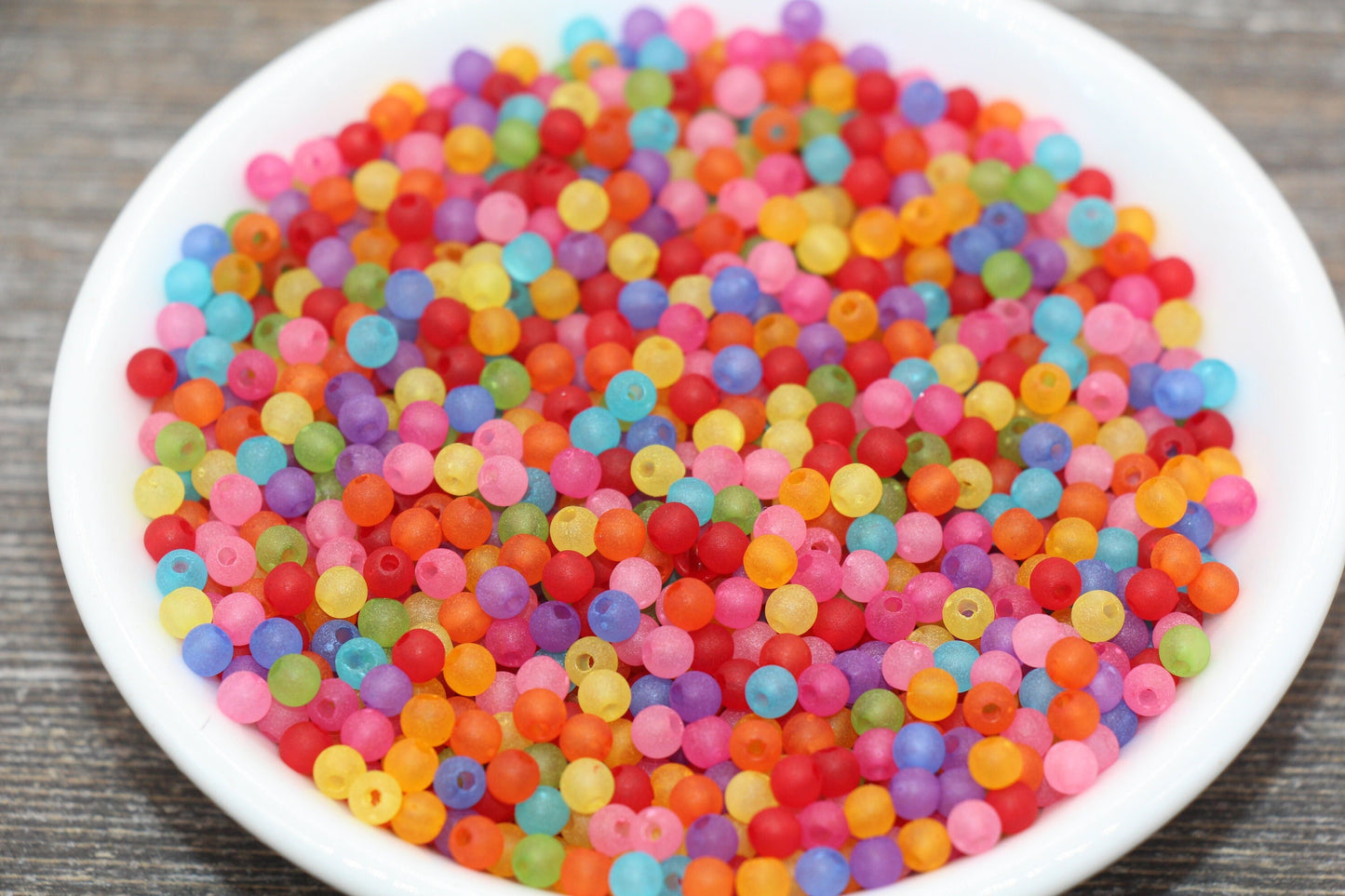 4mm Matte Multicolor Round Beads, Acrylic Gumball Beads, Frosted Multicolor Round Spacer Beads, Bubblegum Beads, Plastic Round Bead #1783