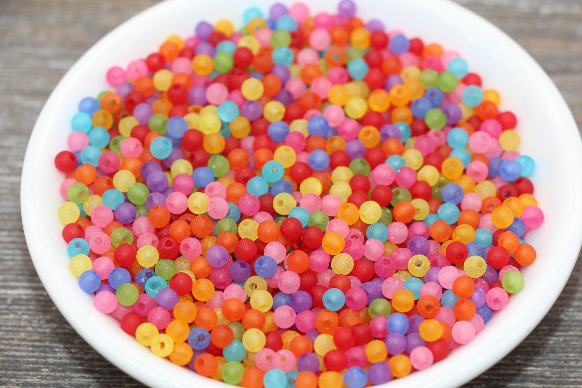 4mm Matte Multicolor Round Beads, Acrylic Gumball Beads, Frosted Multicolor Round Spacer Beads, Bubblegum Beads, Plastic Round Bead #1783