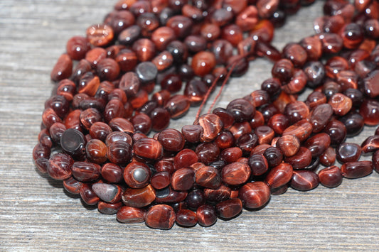 Red Tiger Eye Nugget Beads, Red Tiger Eye Gemstone Loose Beads, Pebble Beads, Chip Beads, Nugget Beads, Size 6mm-7mm, #14